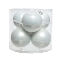 Lot de 6 boules de Noël en verre (D80 mm) Myst Blanc d'hiver