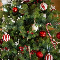 Lot de 3 boules de Noël en verre (D80 mm) Cotelées Rouge