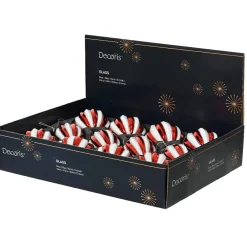 Lot de 12 boules de Noël en verre (D80 mm) Christmas glam Rouge et Blanc
