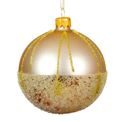 Lot de 6 boules de Noël en verre (D80 mm) Ballotine Perle