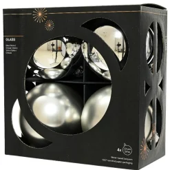 Lot de 4 boules de Noël en verre (D100 mm) Boréal Argent