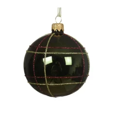 Lot de 6 boules de Noël en verre (D80 mm) Ecosse Vert sapin