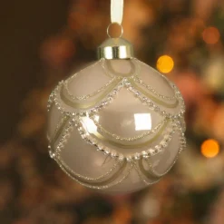 Lot de 2 boules de Noël en verre (D80 mm) Princesse Perle