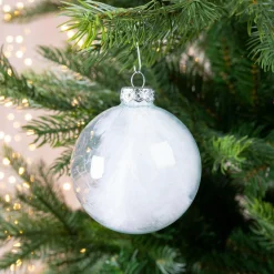 Lot de 4 boules de Noël en verre (D70 mm) Plumes Transparent