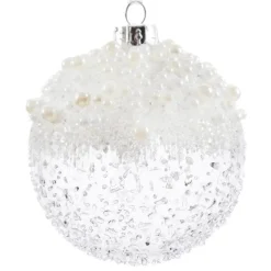 Lot de 3 boules de Noël en verre (D80 mm) Mouchetée Blanc irisé