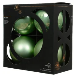 Lot de 4 boules de Noël en verre (D100 mm) Boréal Vert matcha