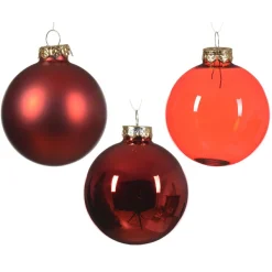 Lot de 21 boules de Noël en verre Assorties Cristal Rouge