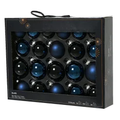 Lot de 21 boules de Noël en verre Assorties Cristal Bleu nuit