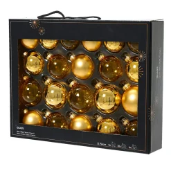 Lot de 21 boules de Noël en verre Assorties Cristal Or