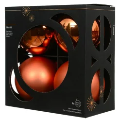 Lot de 4 boules de Noël en verre (D100 mm) Boréal Orange