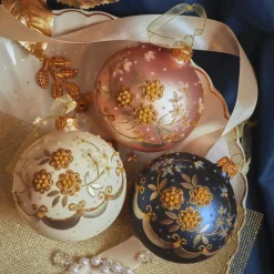Lot de 6 boules de Noël en verre (D80 mm) Rococo Multicolore
