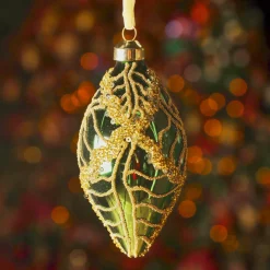 Lot de 2 boules de Noël en verre (D60 mm) Jazzy Vert sapin