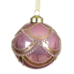 Lot de 2 boules de Noël en verre (D80 mm) Princesse Rose