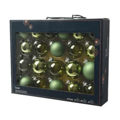 Lot de 21 boules de Noël en verre Assorties Cristal Vert romarin