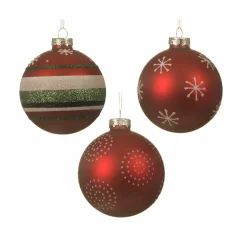 Lot de 3 boules de Noël en verre (D80 mm) Meov Rouge