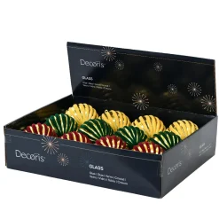 Lot de 12 boules de Noël en verre (D100 mm) Velours Vintage