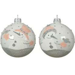Lot de 6 boules de Noël en verre (D80 mm) Federico Blanc