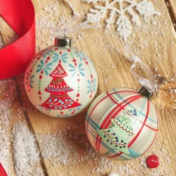 Lot de 12 boules de Noël en verre (D80 mm) Folk slave multicolore