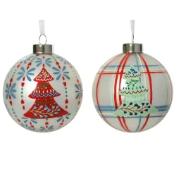 Lot de 12 boules de Noël en verre (D80 mm) Folk slave multicolore