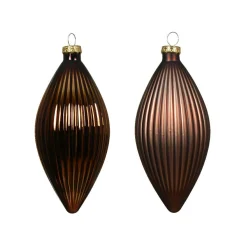 Lot de 3 boules de Noël en verre (D60 mm) Goutte précieuse Brun café