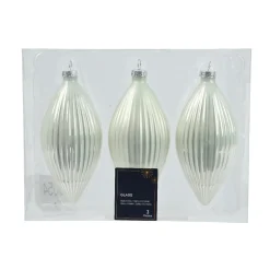 Lot de 3 boules de Noël en verre (D60 mm) Goutte précieuse Blanc
