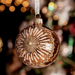 Lot de 6 boules de Noël en verre (D80 mm) Médaillon étoilé Citrouille