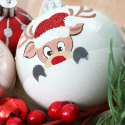 Lot de 6 boules de Noël en verre (D80 mm) Filou Blanc