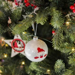Lot de 6 boules de Noël en verre (D80 mm) Filou Blanc