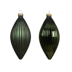 Lot de 3 boules de Noël en verre (D60 mm) Goutte précieuse Vert sapin