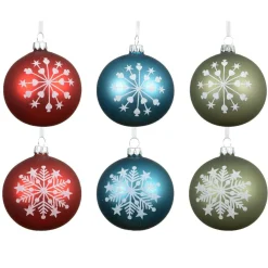 Lot de 6 boules de Noël en verre (D80 mm) Santa Christmas Multicolore