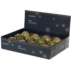 Lot de 12 Boules de Noël en verre (D80 mm) Paillettes d'Or, vert et bordeaux