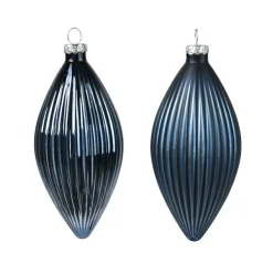 Lot de 3 boules de Noël en verre (D60 mm) Goutte précieuse Bleu nuit