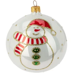 Lot de 6 boules de Noël en verre (D100 mm) Mignonneries Blanc nacré