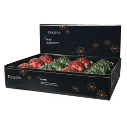 Lot de 12 boules de Noël en verre (D80 mm) Gatsby Vert et rouge