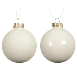 Lot de 6 Boules de Noël en verre (D80 mm) Boréal Blanc laine