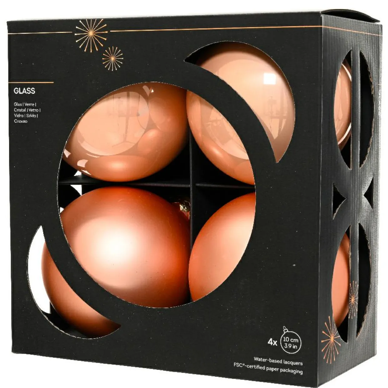 Lot de 4 boules de Noël en verre (D100 mm) Boréal Pêche