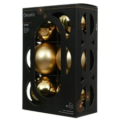 Lot de 6 boules de Noël en verre (D80 mm) Boréal Or
