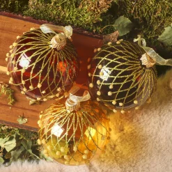 Lot de 6 boules de Noël en verre (D80 mm) Vintage Reno Multicolore