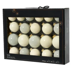 Lot de 21 boules de Noël en verre Assorties Cristal Blanc laine