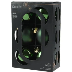 Lot de 6 boules de Noël en verre (D80 mm) Boréal Vert sapin