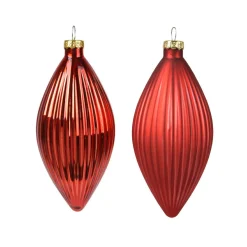 Lot de 3 boules de Noël en verre (D60 mm) Goutte précieuse Rouge