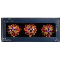 Lot de 3 boules de Noël en verre (D80 mm) Dahlia Violet