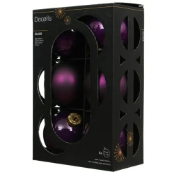 Lot de 6 boules de Noël en verre (D80 mm) Boréal Figue