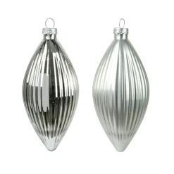 Lot de 3 boules de Noël en verre (D60 mm) Goutte précieuse Argent