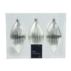 Lot de 3 boules de Noël en verre (D60 mm) Goutte précieuse Argent