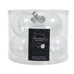 Lot de 8 boules de Noël en verre (D70 mm) Myst Transparent