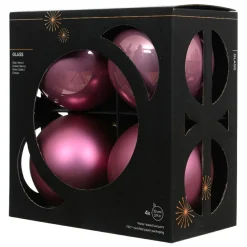 Lot de 4 boules de Noël en verre (D100 mm) Boréal Vieux rose