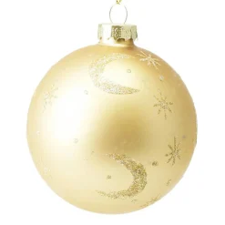 Lot de 12 boules de Noël en verre (D80 mm) Moon Bleu nuit et doré