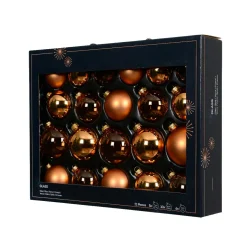 Lot de 21 boules de Noël en verre (D60 à 75 mm) Assorties Cristal Cognac