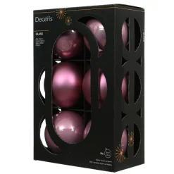 Lot de 6 boules de Noël en verre (D80 mm) Boréal Vieux rose